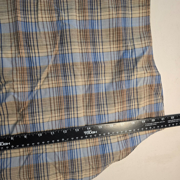 ATB Authentic Western Shirt Men 16 32/33 Brown Blue Plaid Snap Down - Picture 12 of 16